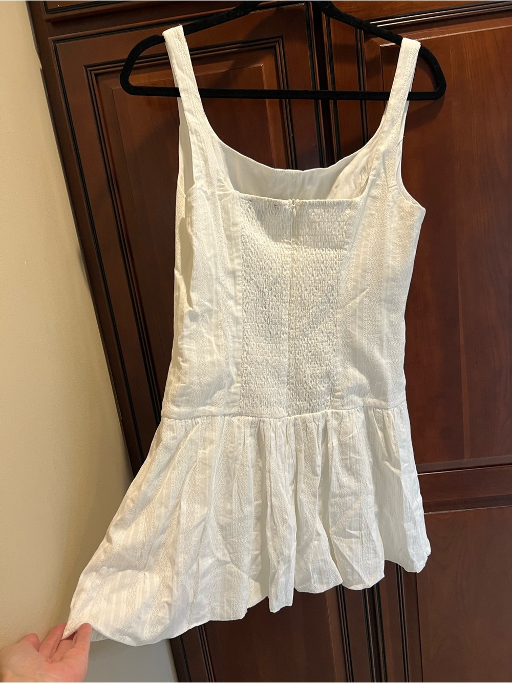 NWT Lulus Khamari White Textured Drop Waist Bubble-hem Mini Dress - M - Picture 7 of 13